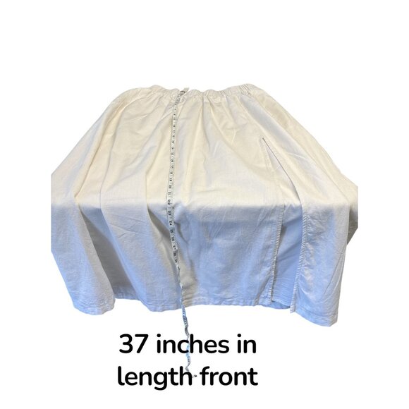 Abercrombie & Fitch White Linen-Blend Midi Skirt | Minimalist Resortwear with Si - Picture 7 of 8